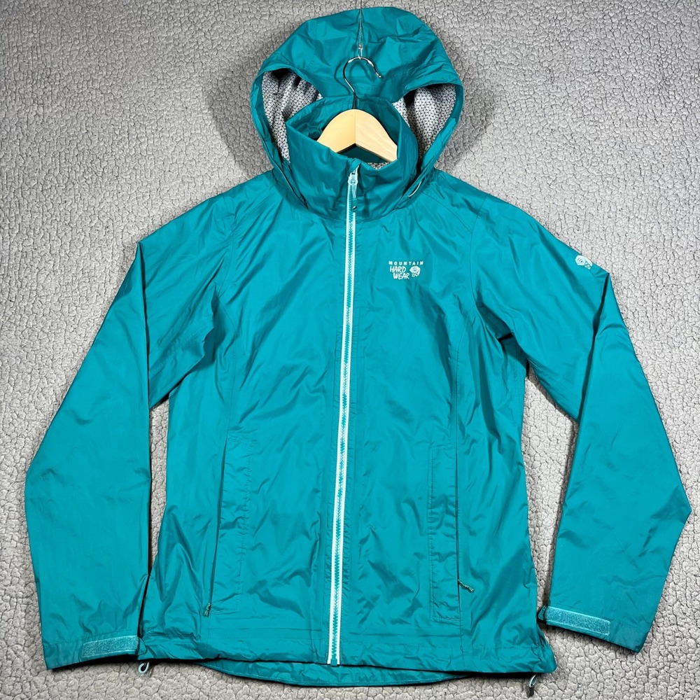 Mountain Hardwear Womens Dry.Q Evap Rain Jacket Teal Blue Hooded‎ Shell Small